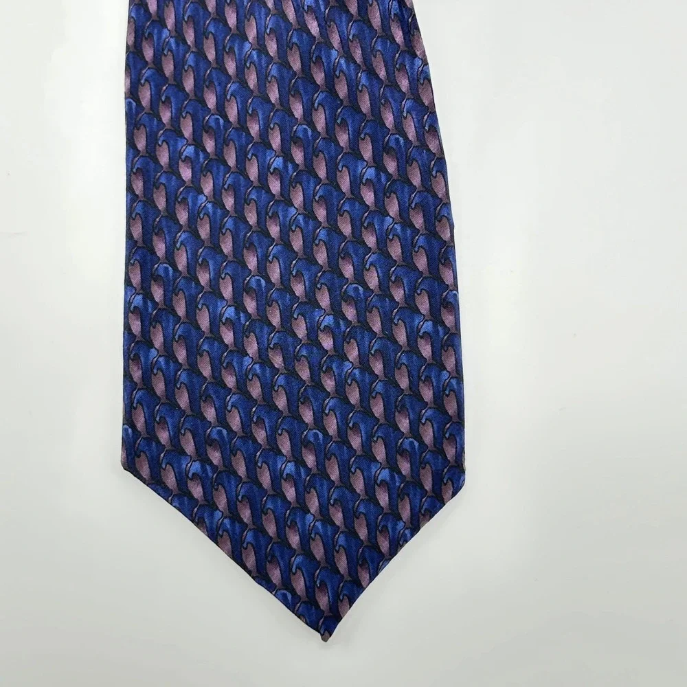 Michael Ciravolo Christopher Reeve Collection Silk Tie Blue Purple Geometric USA